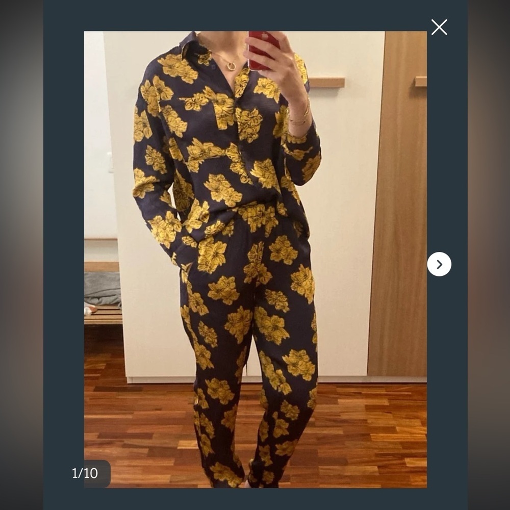 Vintage America Navy and Yellow Floral Jumpsuit